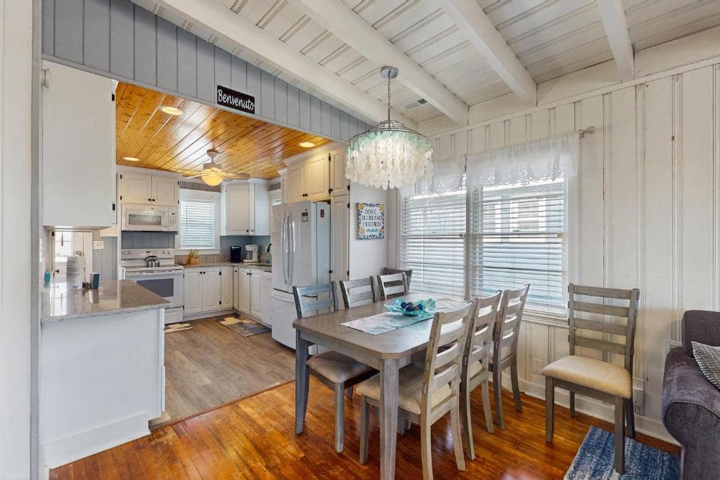Indoor dining space connected to the kitchen